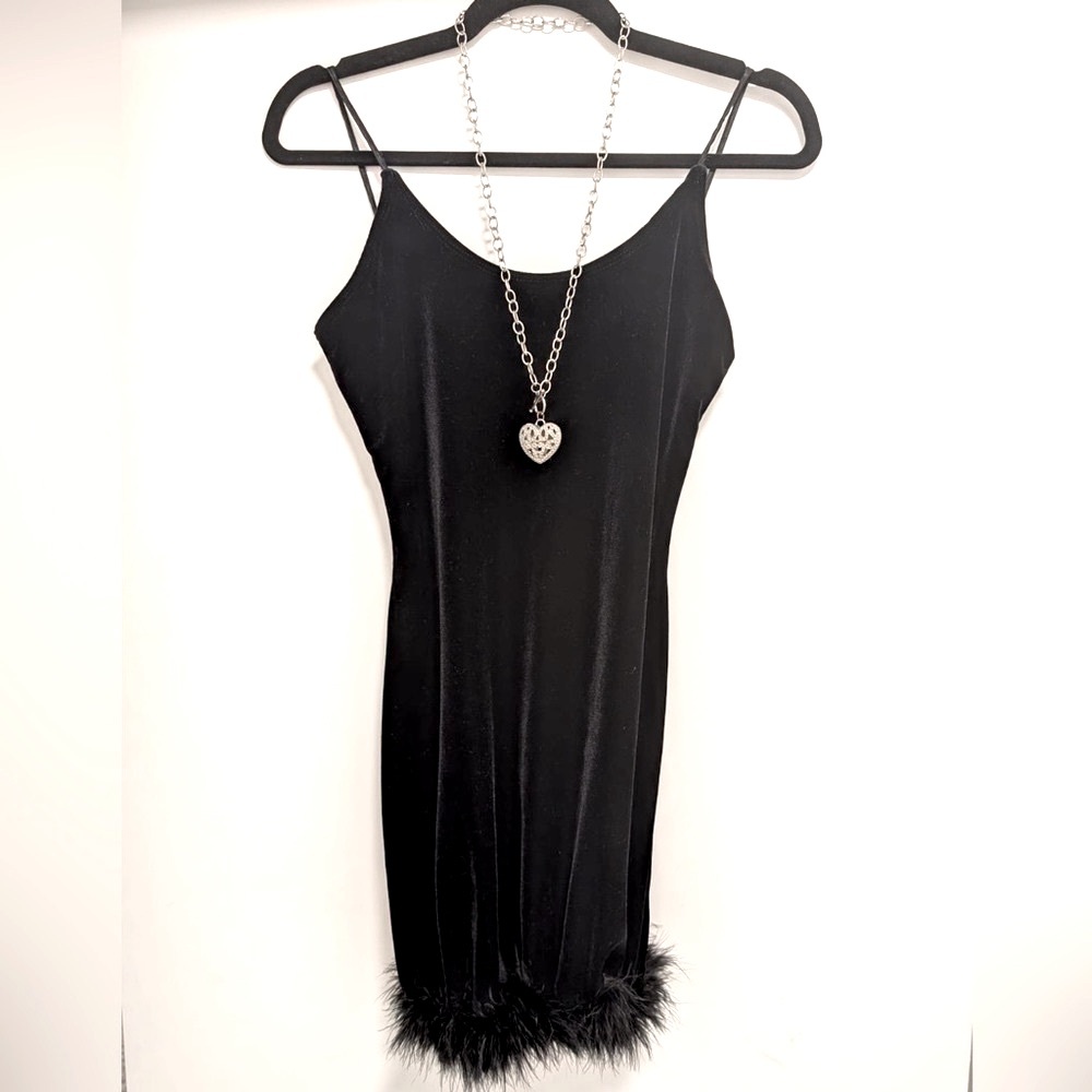 Vintage 90s Finesse Faux Fur Mini Dress